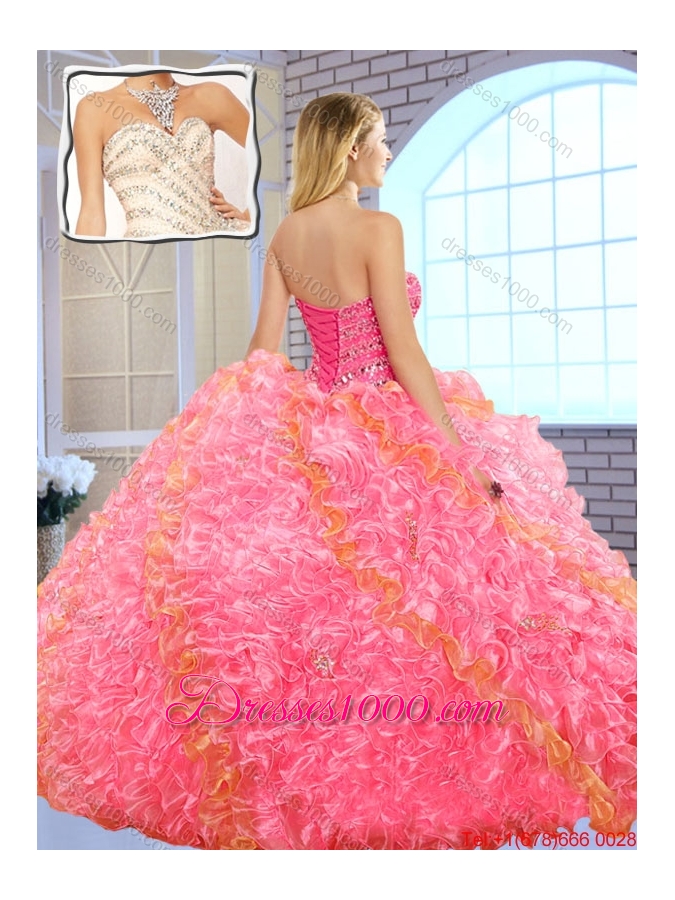 2016 Spring Gorgeous Beading Quinceanera Dresses with Beading and Ruffles