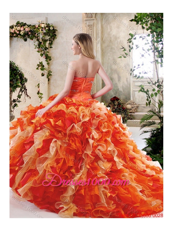 Beautiful Beading and Ruffles Quinceanera Dresses in Multi Color for 2016
