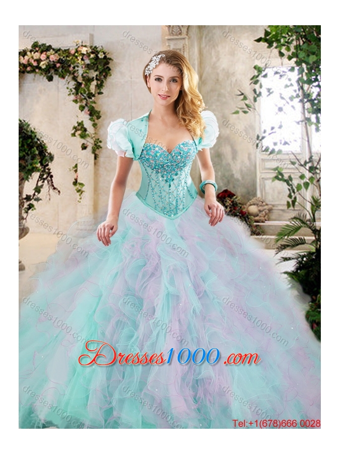 Elegant Beading and Ruffles Sweet 16 Dresses in Multi Color