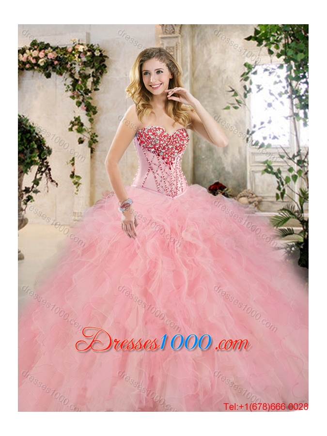 Elegant Beading and Ruffles Sweet 16 Dresses in Multi Color
