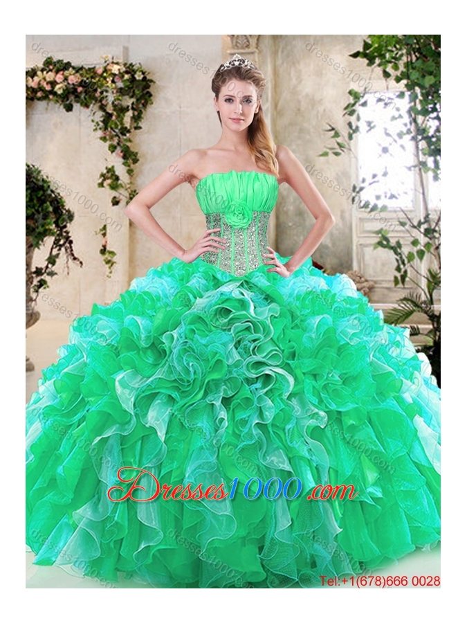 Luxurious Strapless Quinceanera Dresses with Sequins and Ruffles