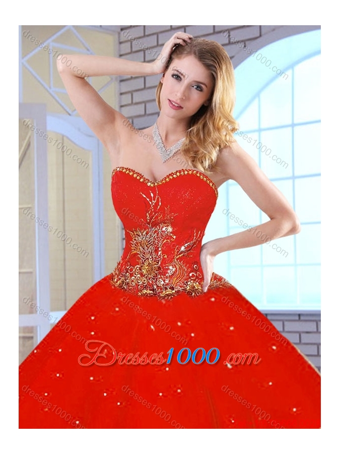 New Arrivals Red Sweetheart Quinceanera Gowns with Beading