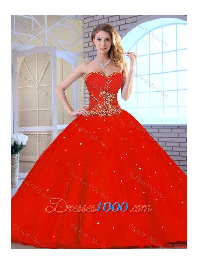 New Arrivals Red Sweetheart Quinceanera Gowns with Beading
