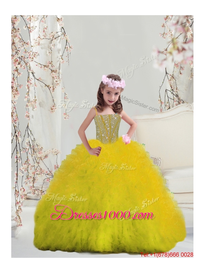 2015 Fall Detachable Sweetheart Yellow Modest Quinceanera Dresses with Beading and Ruffles