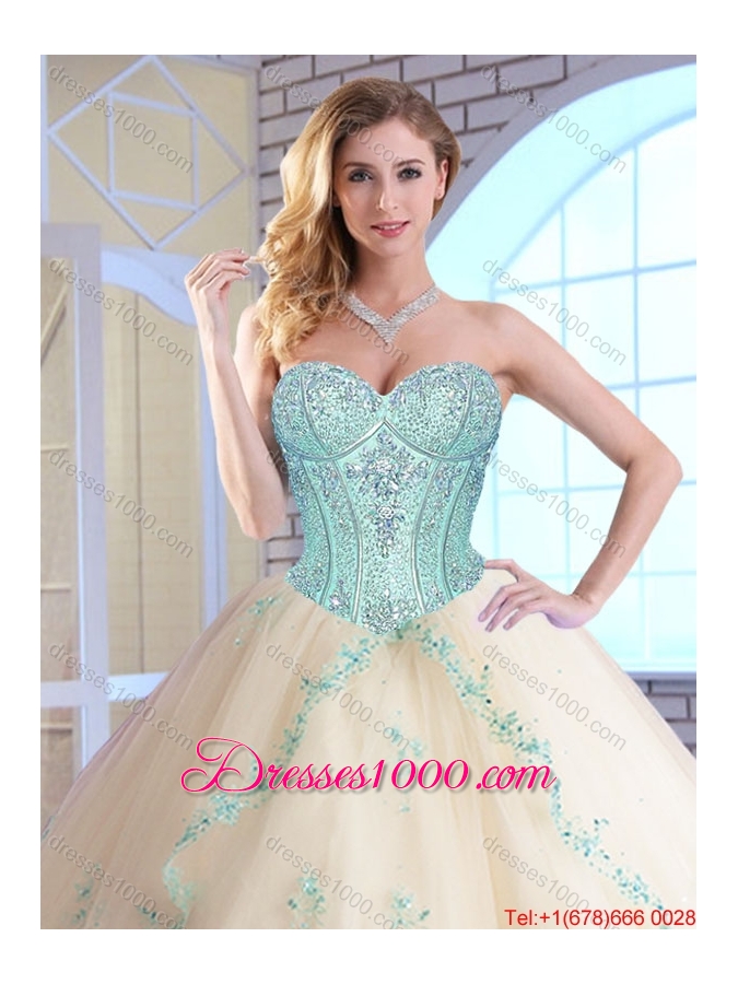 2015 Fall Elegant Sweetheart Quinceanera Dresses with Appliques and Sequins