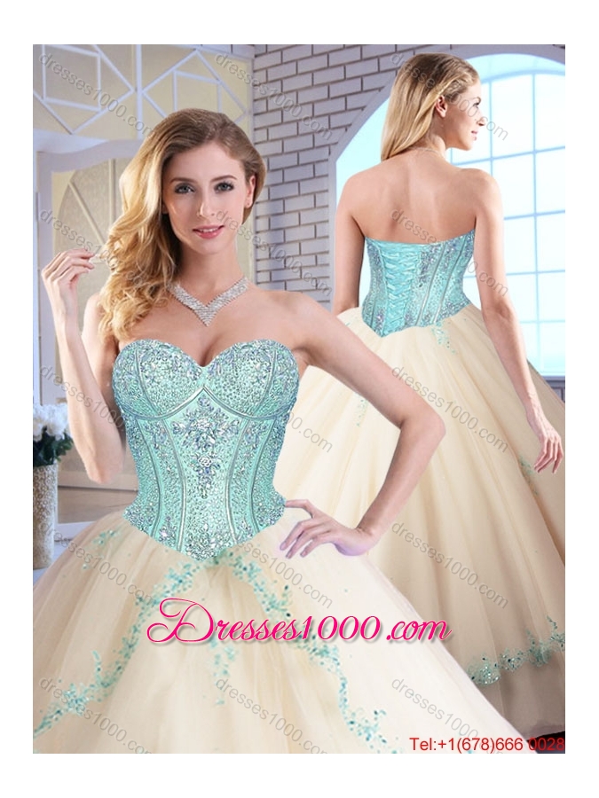2015 Fall Elegant Sweetheart Quinceanera Dresses with Appliques and Sequins