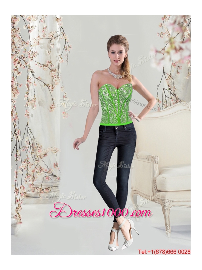 2015 Fall Luxurious Beaded Sweetheart Detachable Sweet 16 Dresses with Floor Length