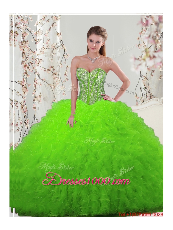 2015 Fall Luxurious Beaded Sweetheart Detachable Sweet 16 Dresses with Floor Length