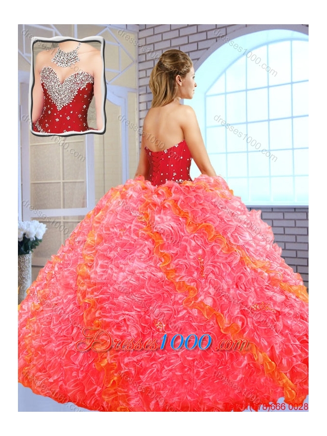 2016 Modest Beading Sweetheart Quinceanera Gowns in Multi Color