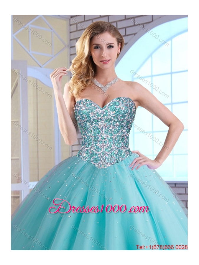 2016 Perfect Beading Ball Gown Sweet 16 Dresses with Lace Up
