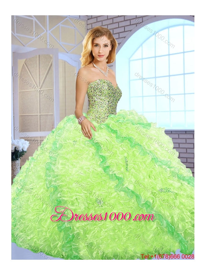 2016 Spring New Arrivals Sweetheart Quinceanera Gowns with Beading and Ruffles