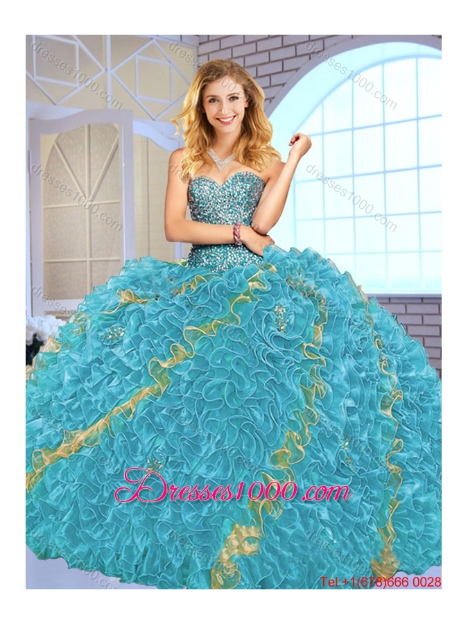 2016 Spring Popular Beading Scoop Quinceanera Gowns with Zipper Up