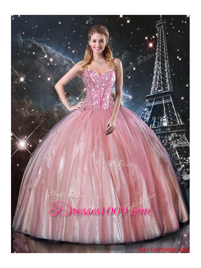 2016 Summer Beautiful Ball Gown Beaded Tulle Detachable Sweet 16 Dresses with Belt