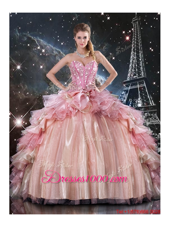 2016 Summer Beautiful Ball Gown Beaded Tulle Detachable Sweet 16 Dresses with Belt
