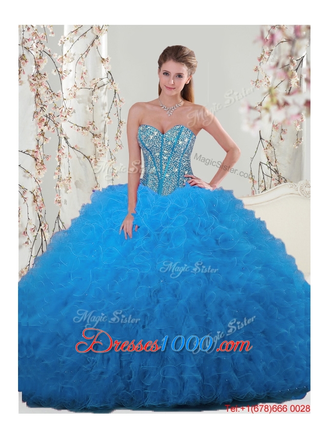 2016 Summer Discount Sweetheart Beaded and Ruffles Detachable Quinceanera Dresses