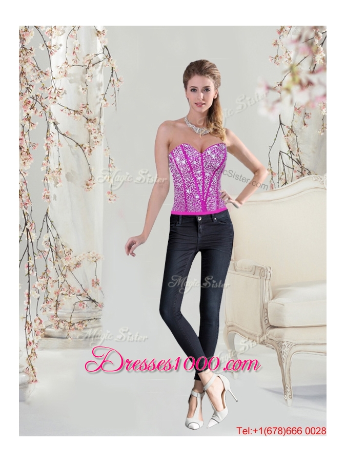 2016 Winter Perfect and Detachable Sweetheart Ball Gown Beaded and Ruffles Quinceanera Dresses in Fuchsia