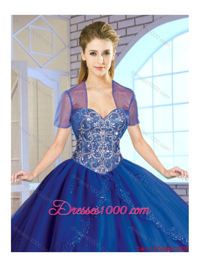Classical Beading Sweetheart Quinceanera Gowns in Royal Blue
