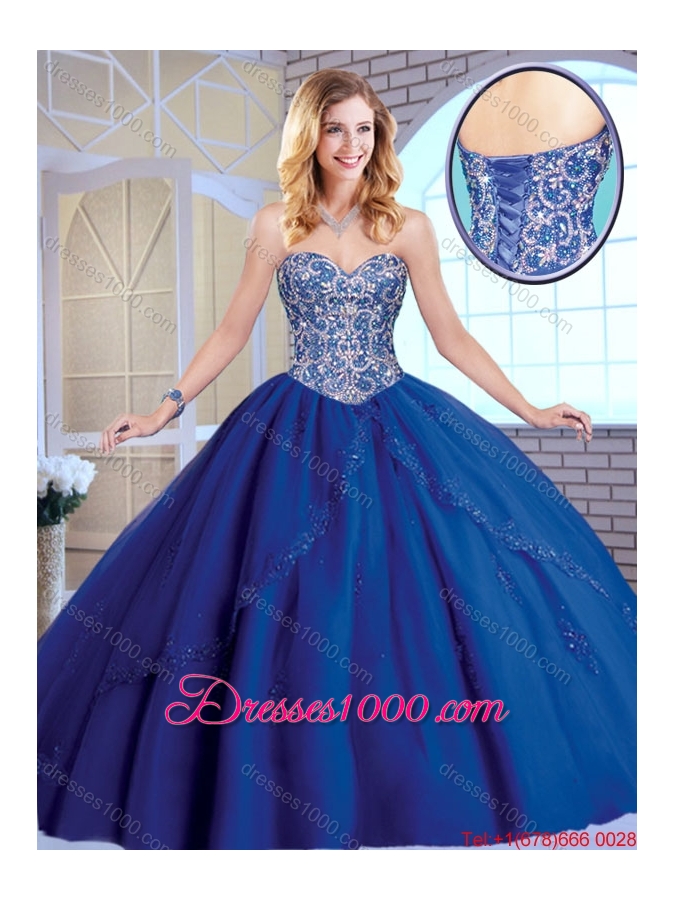 Classical Beading Sweetheart Quinceanera Gowns in Royal Blue