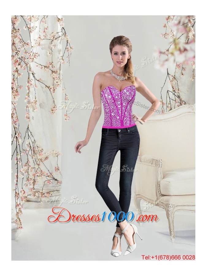 Detachable Sweetheart Fuchsia Beautiful Quinceanera Dresses with Beading and Ruffles