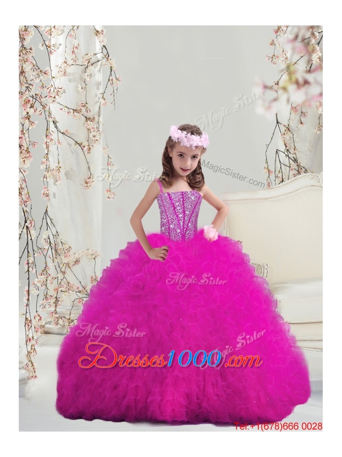Detachable Sweetheart Fuchsia Beautiful Quinceanera Dresses with Beading and Ruffles