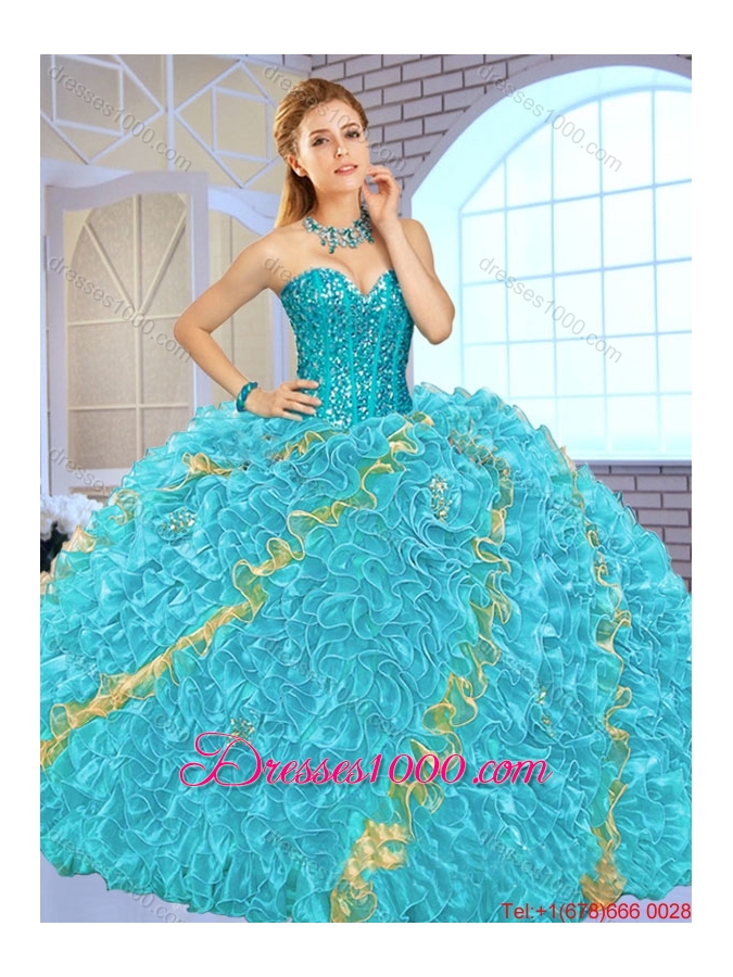 Exclusive Beading Multi Color Quinceanera Gowns for 2016