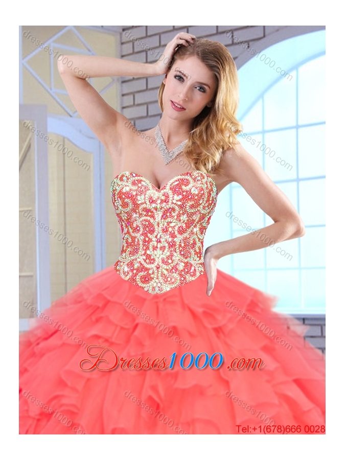 Exquisite Aqua Blue Sweet 16 Gowns with Beading and Ruffles