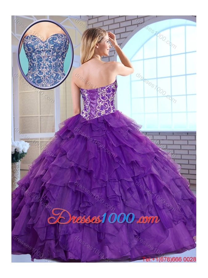 Exquisite Aqua Blue Sweet 16 Gowns with Beading and Ruffles