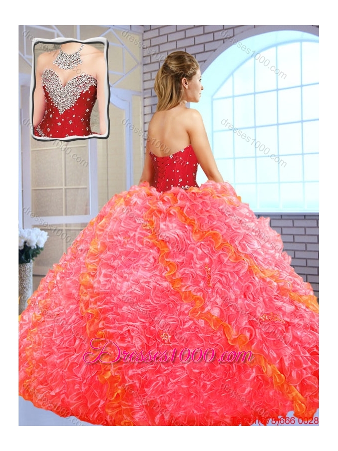 Formal Sweetheart Quinceanera Gowns with Beading and Ruffles