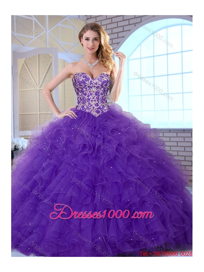 Perfect Sweetheart Quinceanera Gowns with Beading and Ruffles