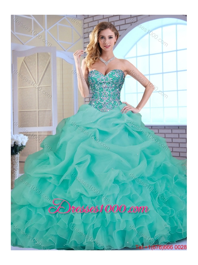 Popular Beading and Ruffles Sweet 16 Dresses with Sweetheart