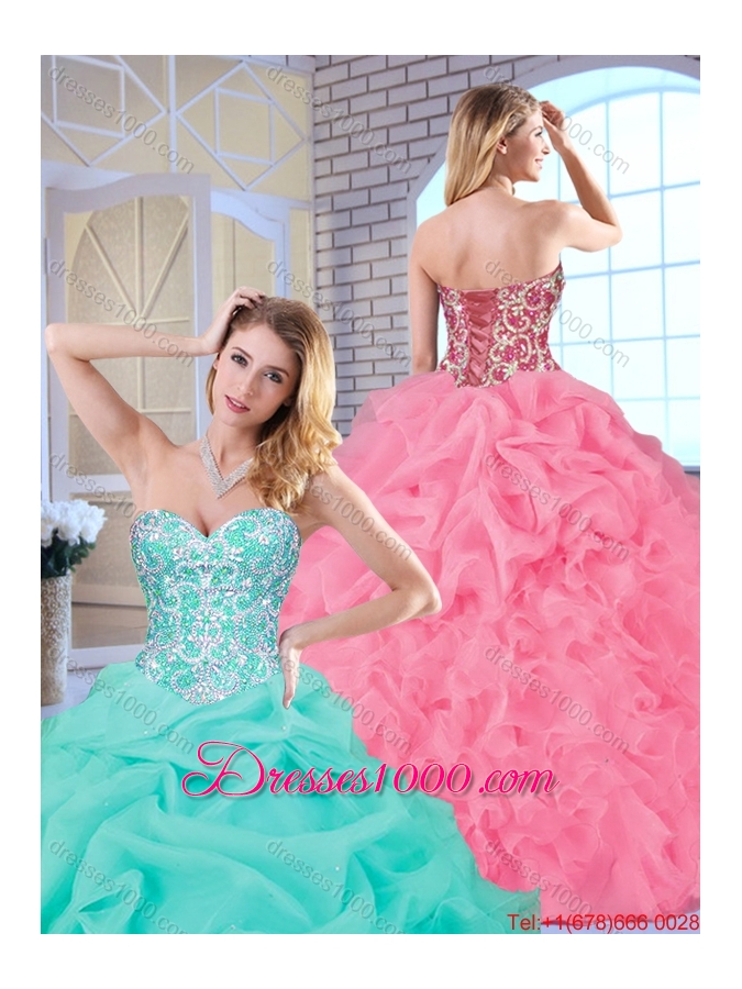 Popular Beading and Ruffles Sweet 16 Dresses with Sweetheart