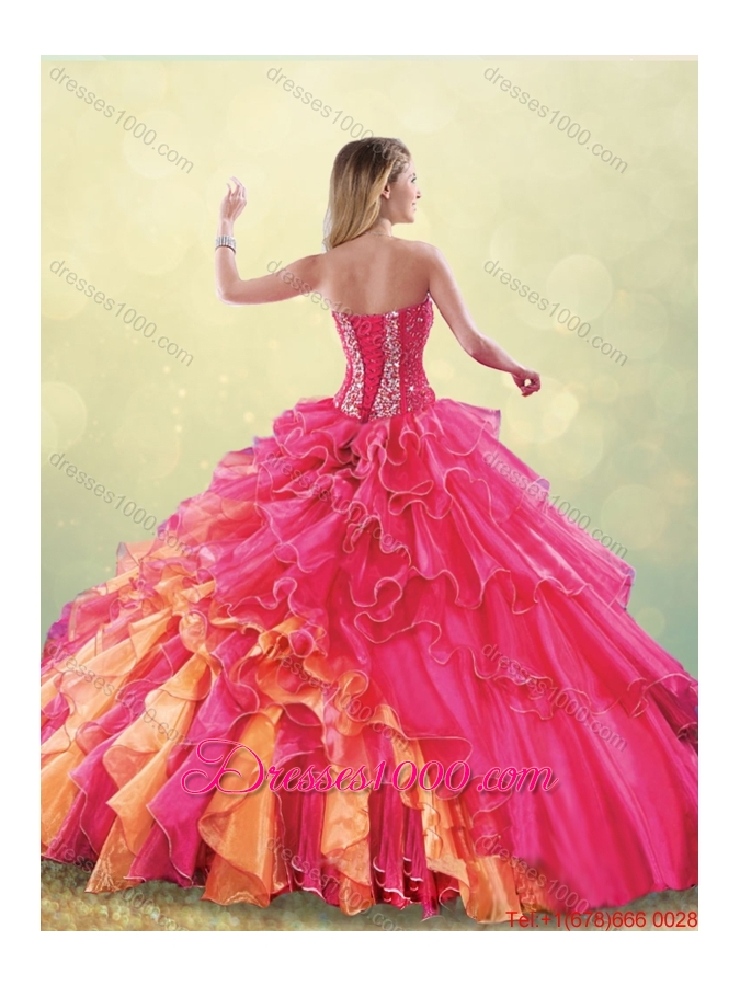 2015 Fall Gorgeous Multi Color Detachable Quinceanera Dresses with Beading and Ruffles