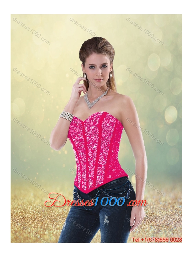 2015 Fall Perfect Sweetheart Beading Detachable Quinceanera Gowns in Hot Pink