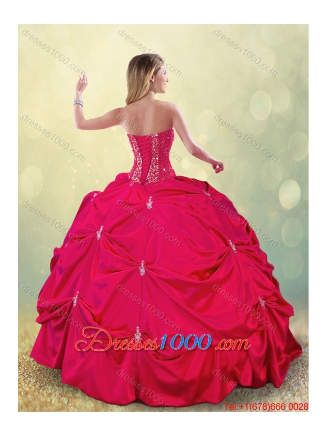 2015 Fall Perfect Sweetheart Beading Detachable Quinceanera Gowns in Hot Pink