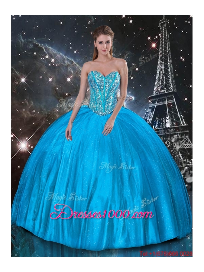 2016 Artistic Ball Gown Beaded Detachable Quinceanera Gowns in Blue