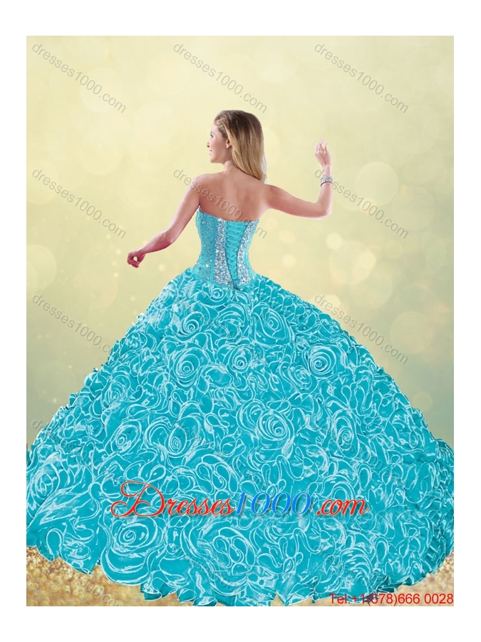2016 Exquisite Aqua Blue Quinceanera Dresses with Beading