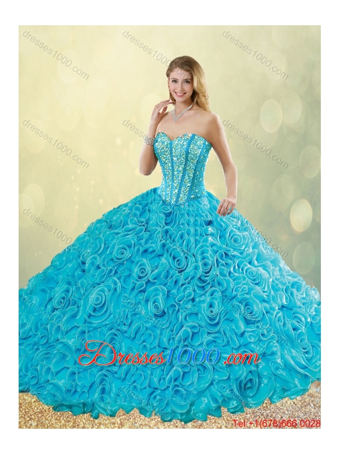 2016 Exquisite Aqua Blue Quinceanera Dresses with Beading