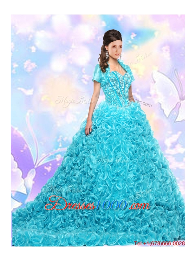 2016 Gorgeous Aqua Blue Quinceanera Dresses with Beading and Ruffles