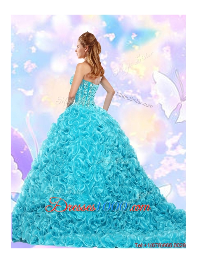 2016 Gorgeous Aqua Blue Quinceanera Dresses with Beading and Ruffles