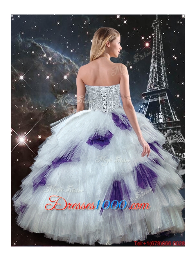 2016 Gorgeous Sweetheart White Quinceanera Dresses with Beading