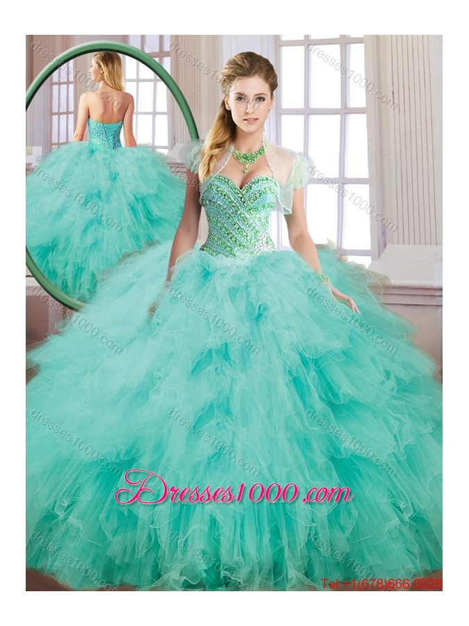 2016 New Style Sweetheart Beading and Ruffles Quinceanera Gowns