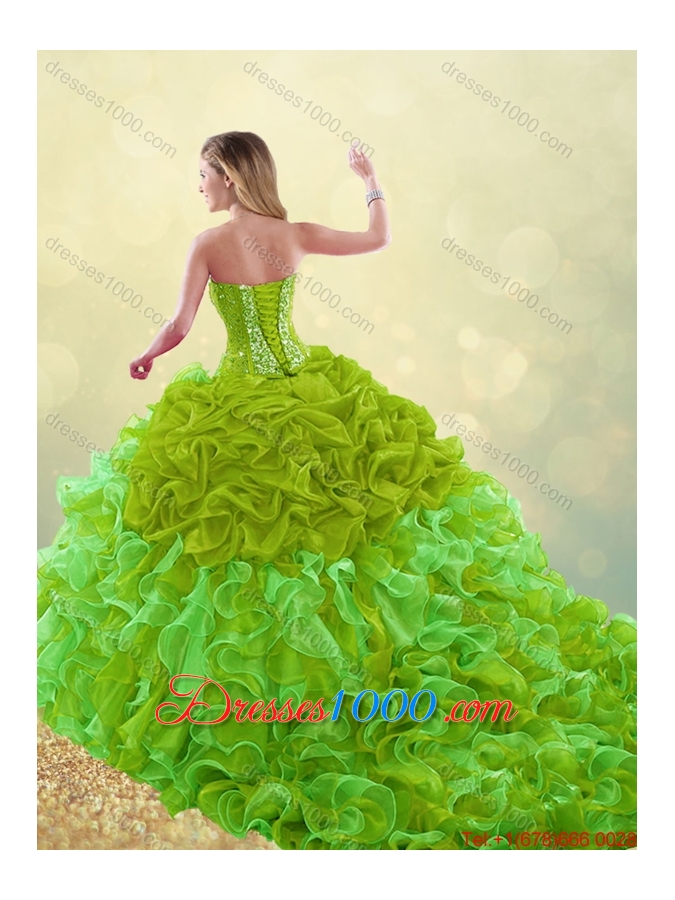 2016 Perfect Brush Train Sweet 16 Dresses in Multi Color