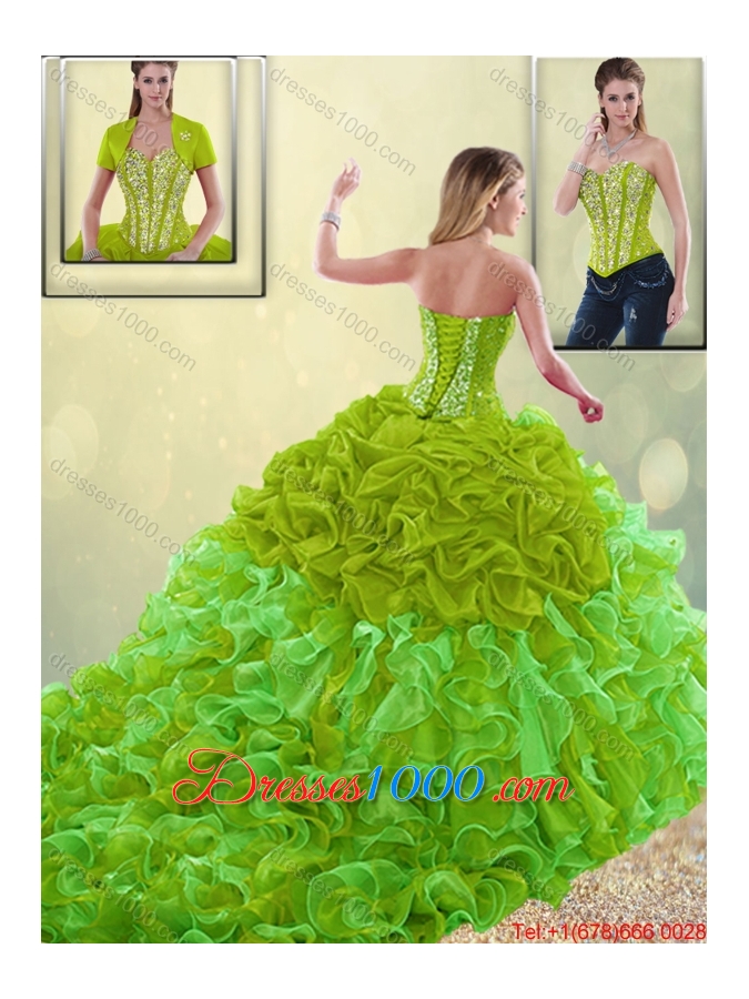 2016 Perfect Brush Train Sweet 16 Dresses in Multi Color