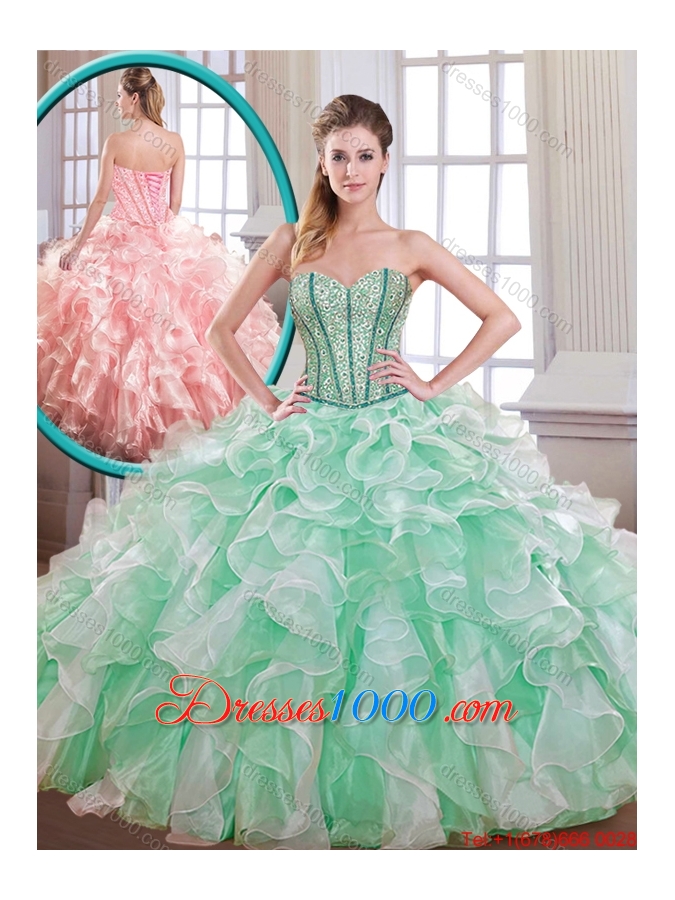 2016 Popular Beading and Ruffles Multi Color Quinceanera Dresses