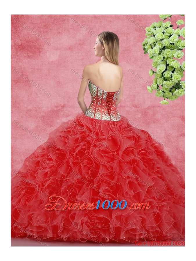 2016 Pretty Sweetheart Beaded Quinceanera Dresses with Ruffles