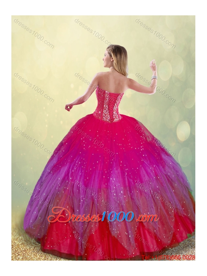 2016 Spring Fashionable Beading Sweetheart Multi Color Detachable Quinceanera Dresses