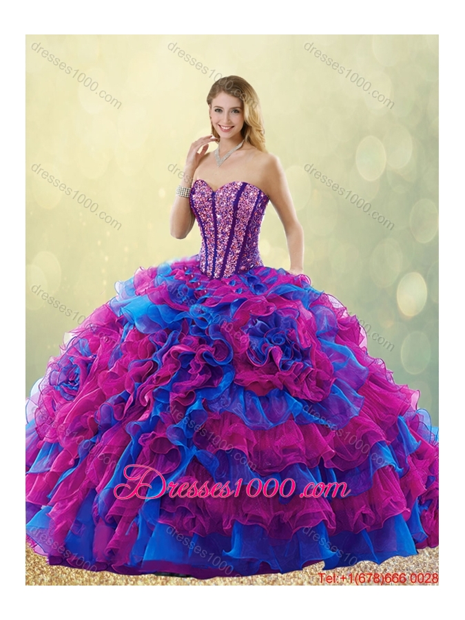 Classical 2016 Multi Color Detachable Quinceanera Gowns with Beading