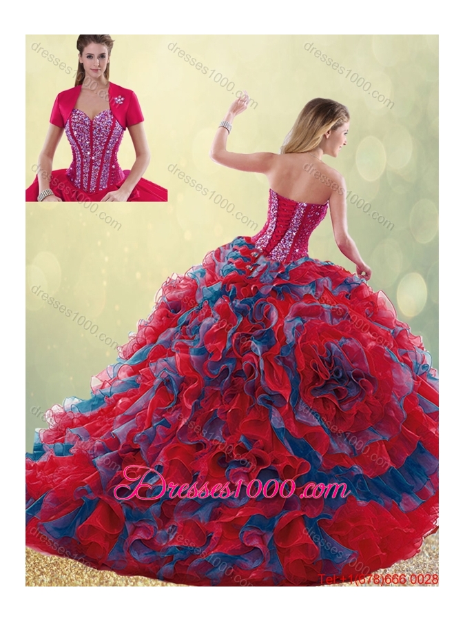 Classical 2016 Multi Color Detachable Quinceanera Gowns with Beading