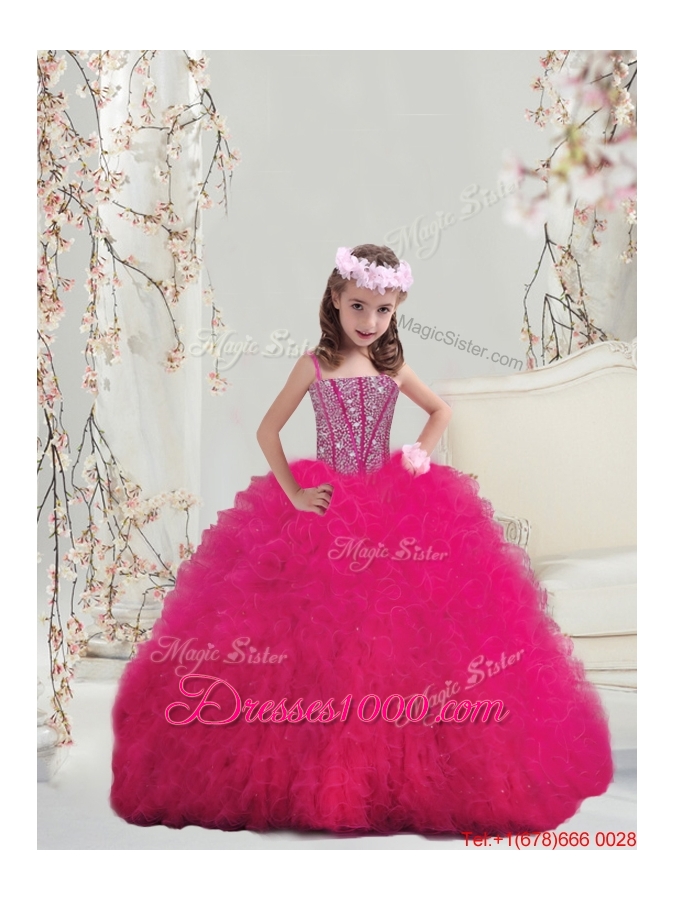 Detachable Sweetheart Beaded and Ruffles Wonderful Quinceanera Dresses in Hot Pink