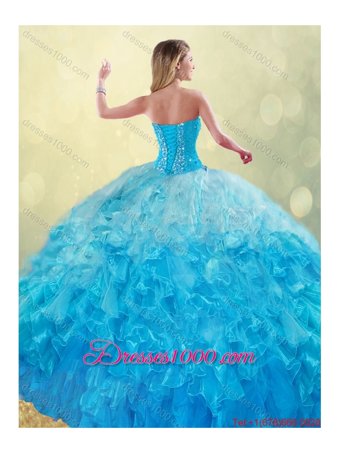 Elegant 2016 Beading and Ruffles Quinceanera Gowns with Sweetheart